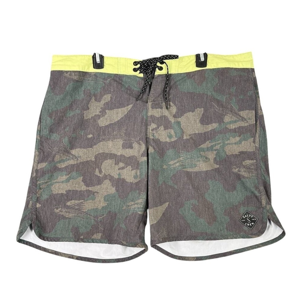 Salty Crew Swim Shorts Mens 38 Woodland‎ Camo Trunks Bathing Suit Quick Dry